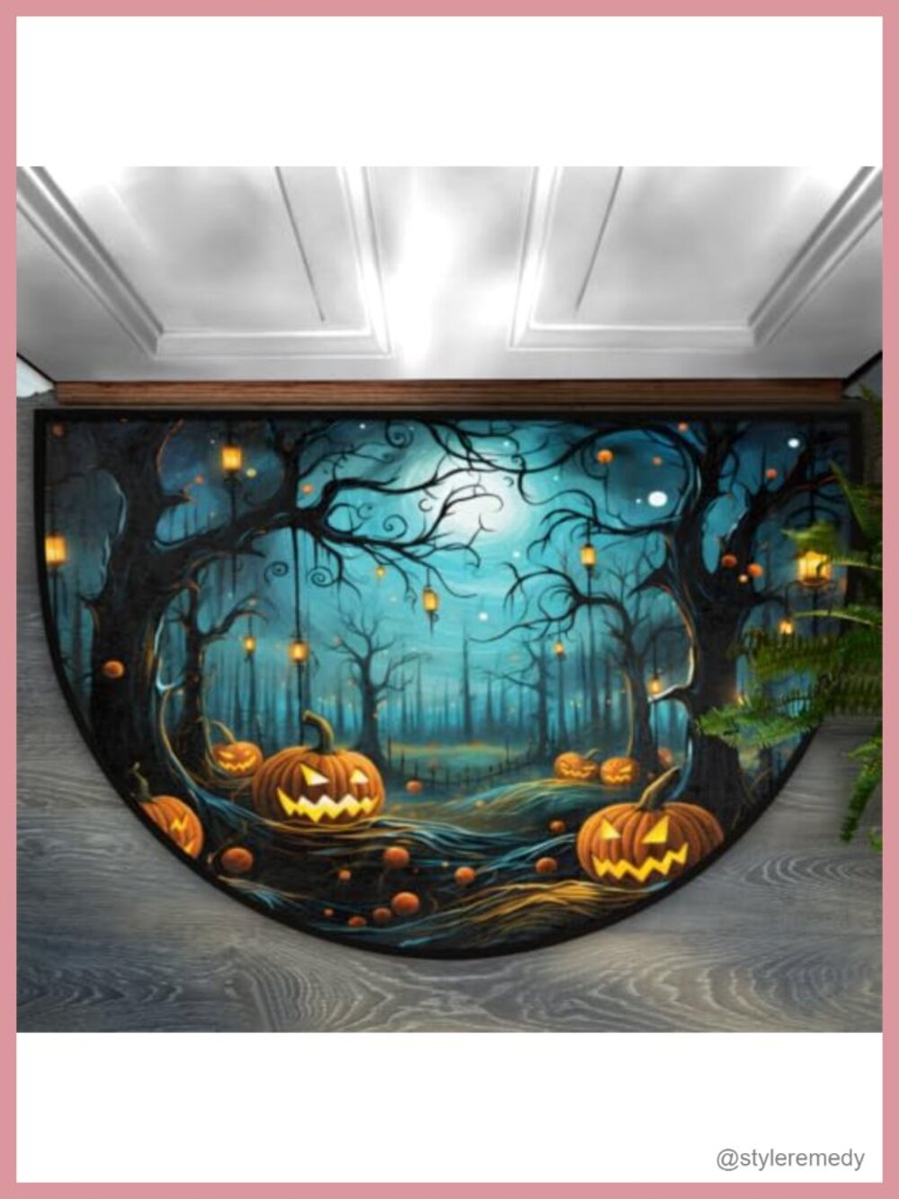 Half Round Door Mat Halloween Semicircular Welcome Mat Absorbent Non-Slip